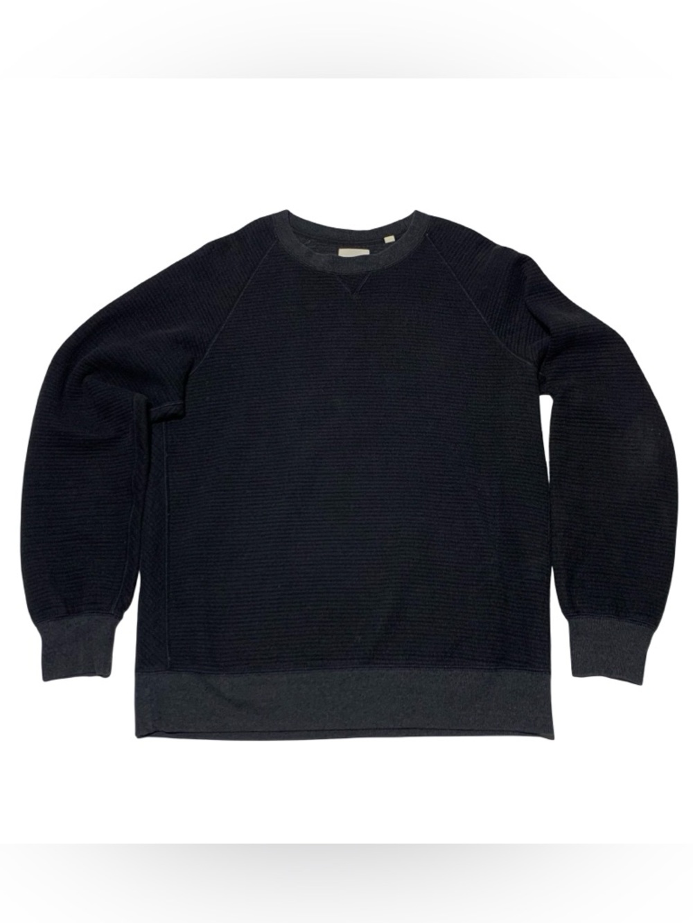 Billy Reid Textured Ribbed Crew Neck Sweater Black Mens Size Large